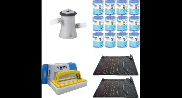 WAYS - Zwembad Onderhoud - 2x Zwembad Verwarming & Filterpomp 1250 L/u & 12 Filters Type H & WAYS Scrubborstel