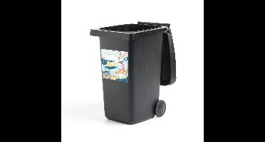 Container sticker Aziatische schilderkunst - Abstract patroon Japans landschap Klikosticker - 40x40 cm - kliko sticker - weerbestendige containersticker