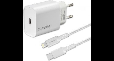 4smarts VoltPlug 20W USB-C Adapter met Lightning Kabel 1.5 Meter Wit