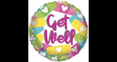 Witbaard Folieballon Eco Get Well 46 Cm Roze/wit