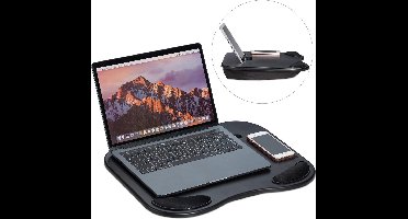 laptopkussen - ruimte voor telefoon - kunststof - voor 11 inch tablets - zwart