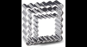 Patisse 13707 – 3 vierkante en gekartelde koekjesvormpjes – roestvrij staal – 3 maten: 3,5 cm/4,5 cm/5,5 cm