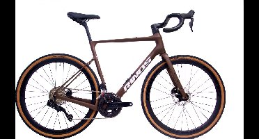 Rinos Sandman8.0 Carbon Gravel - met SHIMANO Di2 - 24 versnellingen en schijfremmen - lichte fiets voor dames en heren - 700 x 40C - koffiebrun L