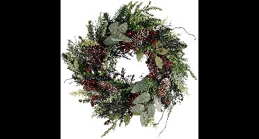 Mica Decorations Bodi Kerstkrans met Dennenappels - H11 x Ø40 cm - Bordeaux