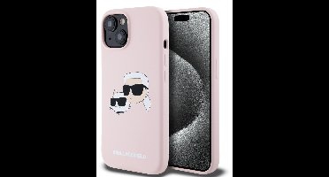 Karl Lagerfeld iPhone 14 Pro Max Backcover hoesje Magsafe - double heads print - Roze