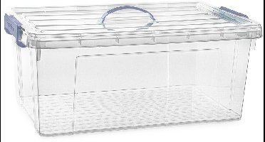 Plasticforte Opslagbox AZUL serie - met deksel - transparant - 39 liter - 60 x 40 x 25 cm - kunststof - opbergdoos - opbergen