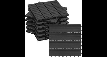 WARRAICH-Set van 11 WPC Vlondertegels - Houtlook Vloerbedekking met In Elkaar Grijpend Systeem, 1 m², Antraciet