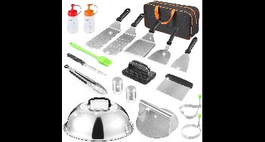 Boraboi® Uitgebreide Grillgereedschapsset met 19 Onmisbare Barbecue Accessoires Inclusief Hamburgerpers en Draagtas voor Mannen