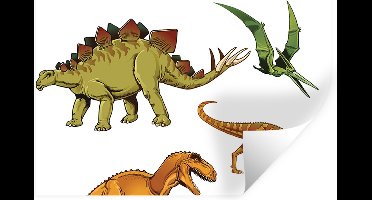 Muursticker kinderen - Muurstickers kinderkamer - Dinosaurus - Tekening - Kinderen - Jongens - Kinderen - Decoratie voor kinderkamers - 30x20 cm - Zelfklevend behangpapier - Stickerfolie