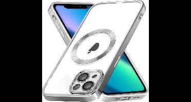 Hoesje Geschikt voor iPhone 13 Magsafe hoes backcover – Lens beschermer – Transparant / Zilver