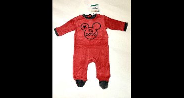 Mickey Mouse velours boxpak rood 'The Boss' maat 86