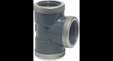 Mega T-stuk 90° PVC-U 1/2" binnendraad 16bar grijs type versterkt
