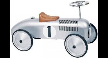 Loopauto: NUMMER 1 ZILVER 73,5x35x40cm