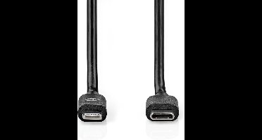 Nedis Lightning Kabel - USB 2.0 - Apple Lightning 8-Pins - USB-C Male - 480 Mbps - Vernikkeld - 1.00 m - Rond - PVC - Zwart - Label