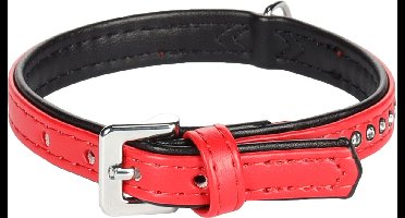 Hond Halsband Gevoerd Monte Carlo Rood M 22-27cm 14mm