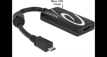 Premium USB Micro naar HDMI MHL3.0 4K 30Hz adapter - 5-pins / zwart - 0,20 meter