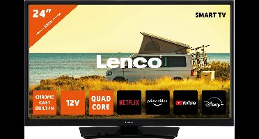 Lenco LED-2463BK (V2) - 24" Android Smart TV met 12V Auto Adapter - Zwart