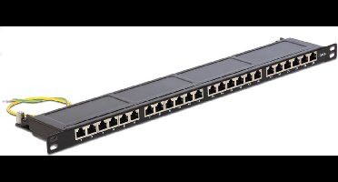 Premium CAT6 Gigabit 19'' Patch Panel 0,5U met 24 poorten - afgeschermd / zwart