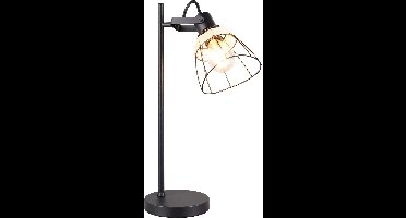 LED Tafellamp - Torna Nala - E27 Fitting - 1 Lichtpunt - Snoerschakelaar - IP20 - Mat Zwart - Metaal