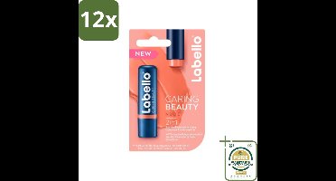 Labello – CLippenbalsem – aring Beauty Nude – 6 ml - Voordeelverpakking - 12 stuks - Verzorgende lippenbalsem - Hydraatende lippenbalsem