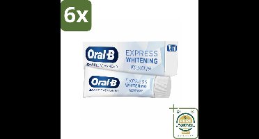 Oral-B - 3D White Advanced – Tandpasta – Express Whitening – Fresh Glow – 75 ml - Voordeelverpakking - 6 stuks - Glanzende tanden - Vlekverwijdering