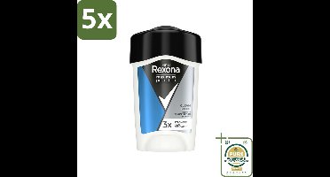 5 x Rexona Men - Deodorant Stick - Maximum Protection Clean Scent - Anti-transpirant - 45 ml - Grootverpakking - Anti-transpirant - Deodorant Stick - Mannelijke Geur - Zweetbescherming - Frisheid
