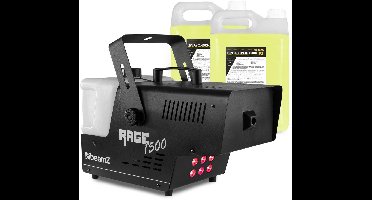 Rookmachine - BeamZ RAGE1500LED - 10 Liter rookvloeistof - RGB LED’s - 2 afstandsbedieningen - 1500W