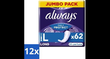 Always – Inlegkruisjes – Protect Long – 62 stuks per verpakking - Voordeelverpakking - 12 stuks