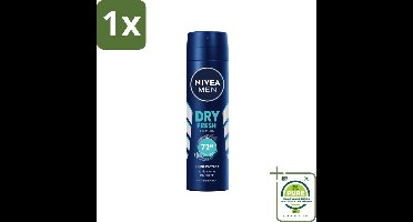 1 x NIVEA Men Deodorant Spray Dry Fresh 150 ml - NIVEA MEN Deodorant - Anti-transpirant - 48 Uur Bescherming - Droogheid - Frisheid