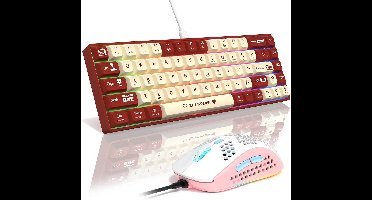 Mechanisch Gaming Toetsenbord Compact 68 Toetsen Hot-swappable met RGB Verlichting en Gaming Muis