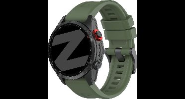 Bandz Classic sportbandje Siliconen 26mm geschikt voor Garmin Fenix 8 (Pro) 51mm / Garmin Fenix 7x (Pro - Sapphire Solar) / Fenix 6x (Pro - Sapphire) / Fenix 5x (Plus) / Fenix 3 / Enduro 1-2-3 / Quatix 3 - 6x - 7x - 8 (51mm) - Army Green