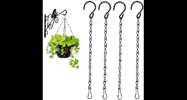 Unyqoos® Set van vier metalen plantenhangers met kettingen voor binnen en buitengebruik