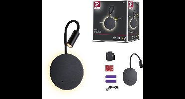 LED wandlamp op accu Miora 2700K 80lm / 50lm 3,7V 0,6W / 0,7W dimbaar Zwart