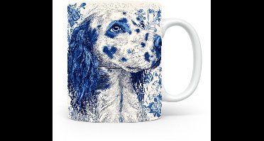 Mok Engelse setter Beker voor koffie of tas voor thee, cadeau voor dierenliefhebbers, moeder, vader, collega, vriend, vriendin, kantoor, opa, oma, hond, kerst, sinterklaas, verjaardag