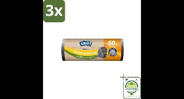 3 x Swirl – Vuilniszakken – 60 L – Trekband – 10 zakken - Grootverpakking - Afvalzak - Emmerzak - Pedaalemmerzak - Trekband - Lekvrij