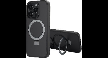 Accezz Hoesje - Geschikt voor Apple iPhone 16 Pro - Ring Stand Backcover geschikt voor MagSafe - Zwart