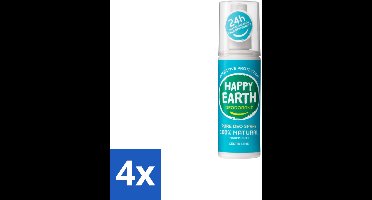 4 x Happy Earth – Deodorant Spray – 100% Natuurlijk Cedar Lime – 100 ml - Deodorant Spray - Fris Geur - Cederhout En Limoen - Natuurlijke Deodorant - Huidvriendelijk