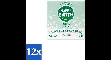 12 x Happy Earth – Wash & Bath Bar – 100% Natuurlijk Baby & Kids – 50 g - Baby Wasbar - Kind Badbar - Natuurlijke Wasbar - Zeepvrije Wasbar - Mild Wasbar