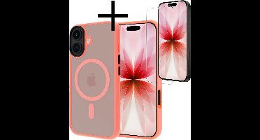Hoesje - Met Screenprotector - Geschikt voor Apple iPhone 17 - Magsafe Compatible - Sterk & Shockproof - Back Cover - Shock Proof Case - Telefoon Hoes - Perzik