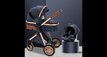 Currero Kinderwagen 3 in 1 - Buggy - Wandelwagen Baby - Reisbuggy - Reis Buggy - Plooibuggy - Blauw