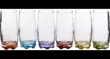 Secret de Gourmet Drinkglazen - 6x stuks - waterglazen - 380 ml - kleurenmix