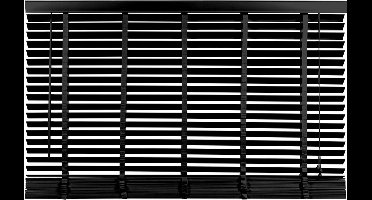 Houten Jaloezie Zwart - 220x210 cm (BxH) - Raamdecoratie - Lamelbreedte 50 mm - inc. Bedieningskoord en Draaistang - Eenvoudig op maat maken en monteren