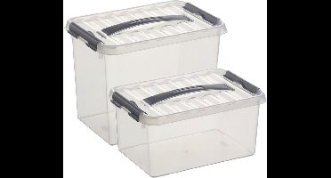 Sunware Opberg boxen set van 4x stuks - kunststof - met deksel - in 6 en 9 Liter - opslag kisten
