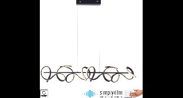 Paul Neuhaus krisscross - Design LED Dimbare Hanglamp eettafel met Dimmer voor boven de eettafel | in eetkamer - 4 lichts - L 99 cm - Zwart - Woonkamer | Slaapkamer | Keuken