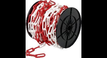 Dulimex DX KSC.8006-O kunststof ketting 6 mm rood-wit op rol 25 m 5800.KSC.8006-O