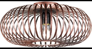 LED Plafondlamp - Plafondverlichting - Torna Johy - E27 Fitting - Rond - Industrieel - Mat Koper - Aluminium - 40cm