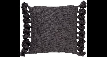Dutch Decor RUBY - Sierkussen 45x45 cm - 100% katoen - met flosjes - Charcoal Gray - antraciet - Inclusief binnenkussen - Luxe kussens voor woonkamer & bank