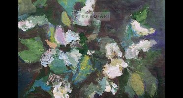 Schilderij - Voorjaarsbloemen, olieverf schilderij geprint op canvas, premium print, 3 maten , Multikleur