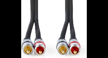 Nedis Stereo-Audiokabel - 2x RCA Male - 2x RCA Male - Verguld - 2.50 m - Rond - Antraciet - Doos