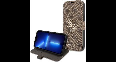 iPhone 13 Pro Bookcase hoesje - Guess - Effen Bruin - Kunstleer